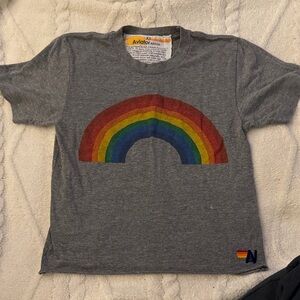 Aviator Nation Kids Gray Tee with Rainbow Design